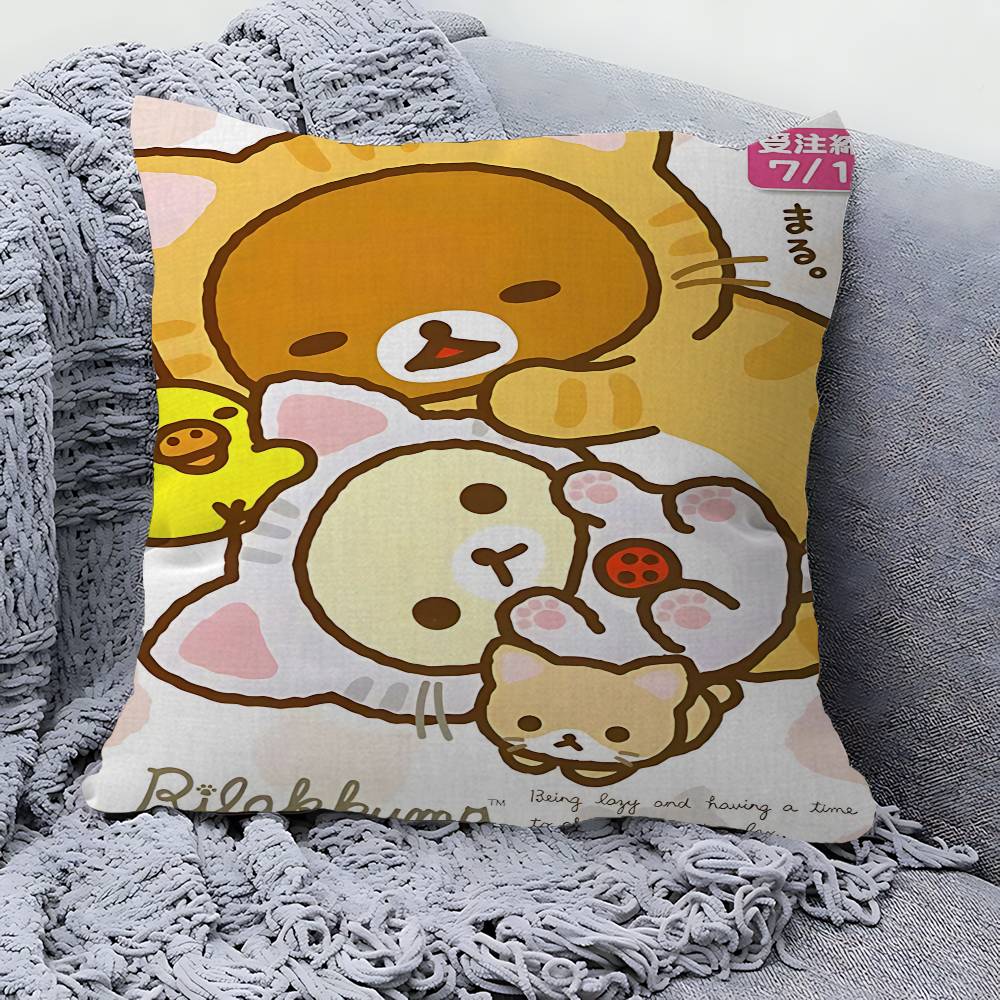PC Cute Cartoon Rilakkuma Cushion Cover Inches Farmhouse Decor Home Throw Pillow Covers for Couch Decorations