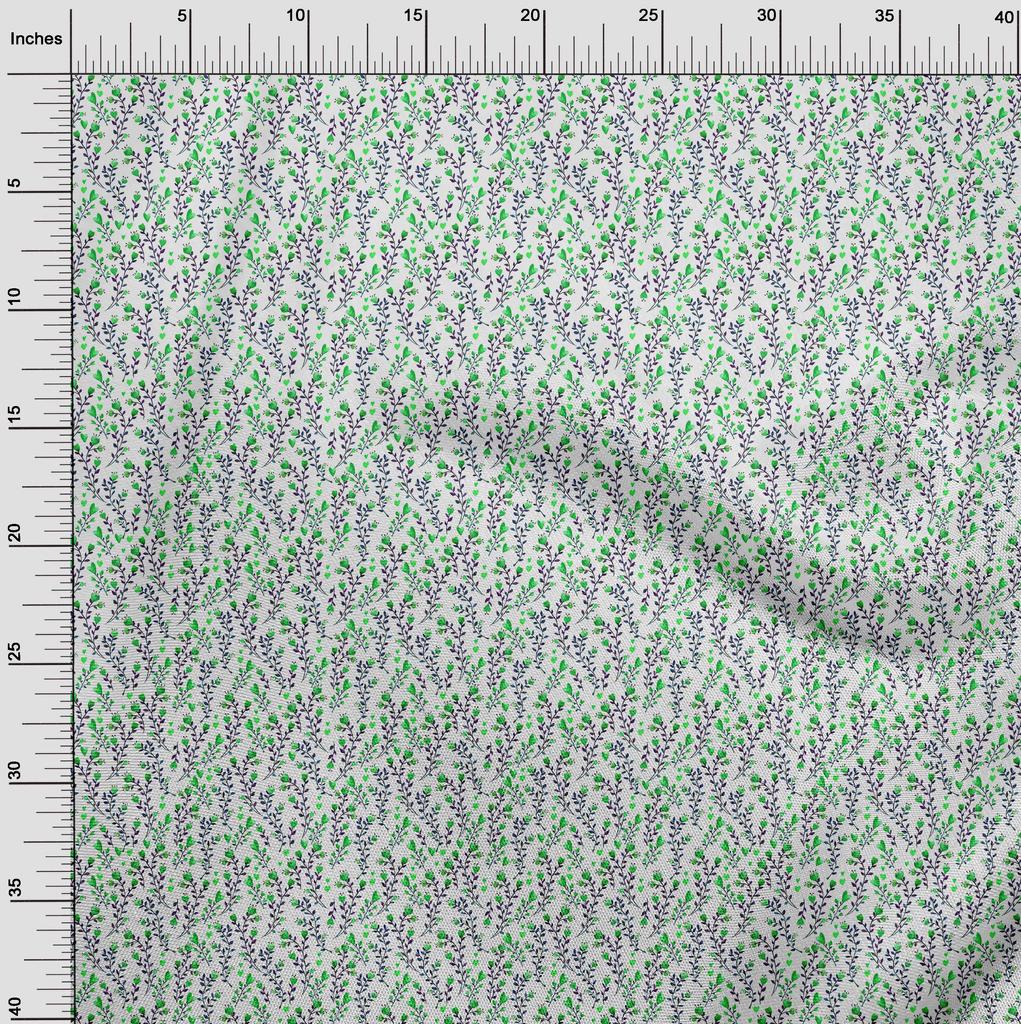 oneOone Cotton Flex Green Fabric Leaves & Clover Sewing Craft Projects Fabric Prints By Yard 40 Inch