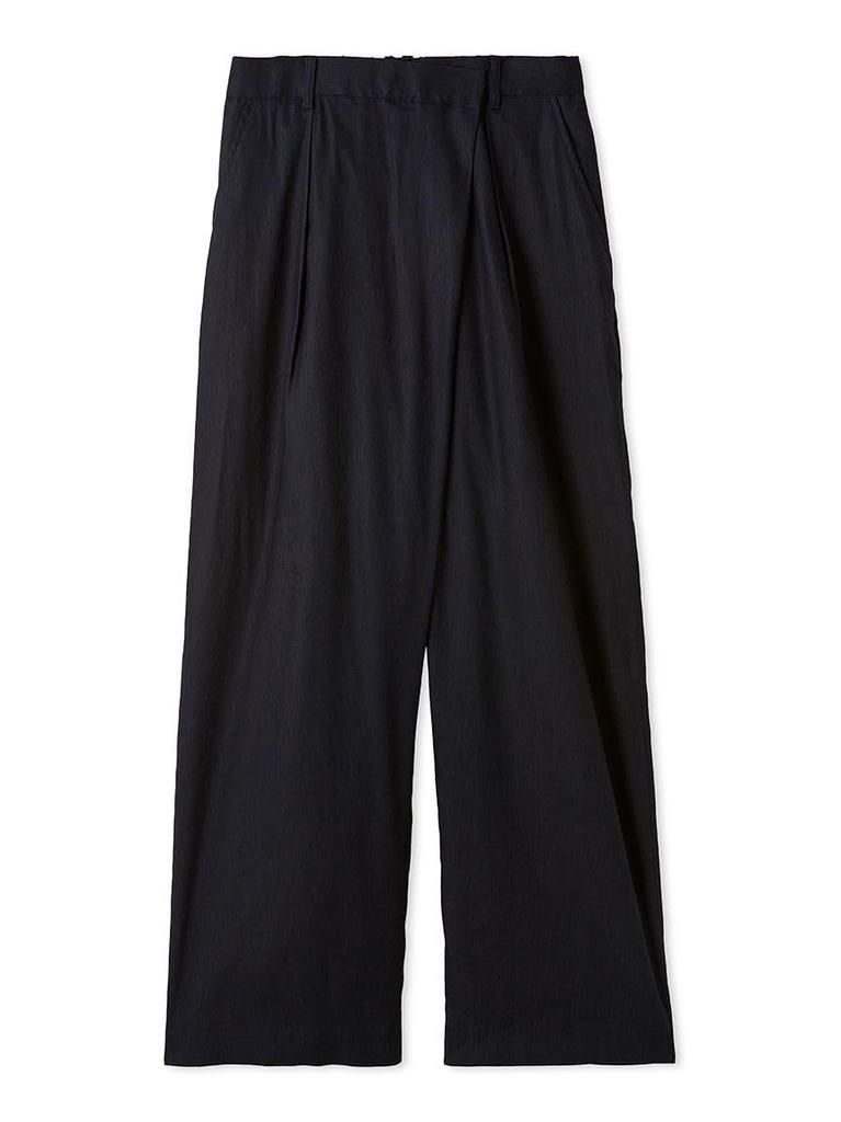 Emi Linen Blend Wrap Wide NVY Women's Pants, 13WFP252009,