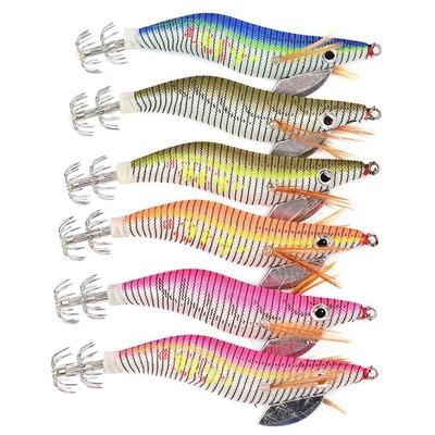 Leurre de pêche rigide avec hameçons lumineux, appât artificiel idéal pour la pêche au calmar, couleur aléatoire, 2.5 #3.0 #3.5 #