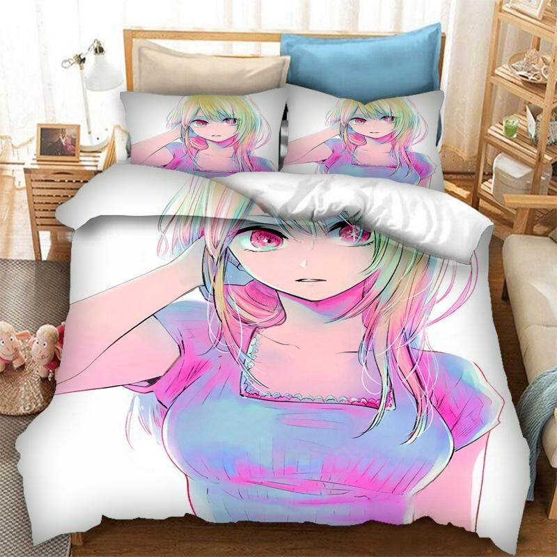 Anime OSHI NO KO 3D-Druck Bettwäsche-Set 2/3-teilig Bettbezüge Kissenbezüge Tagesdecke Heimtextilien