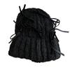 Delicate Velvet Bowknot Beanie Adult Elastic Hat Winter Warmer Knitted Hat Cold Winter Presents for Students Teenagers