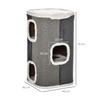 Cat tree scratching barrel with 3 levels, chipboard, velvety polyester, sisal, grey+white, 40x40x74cm