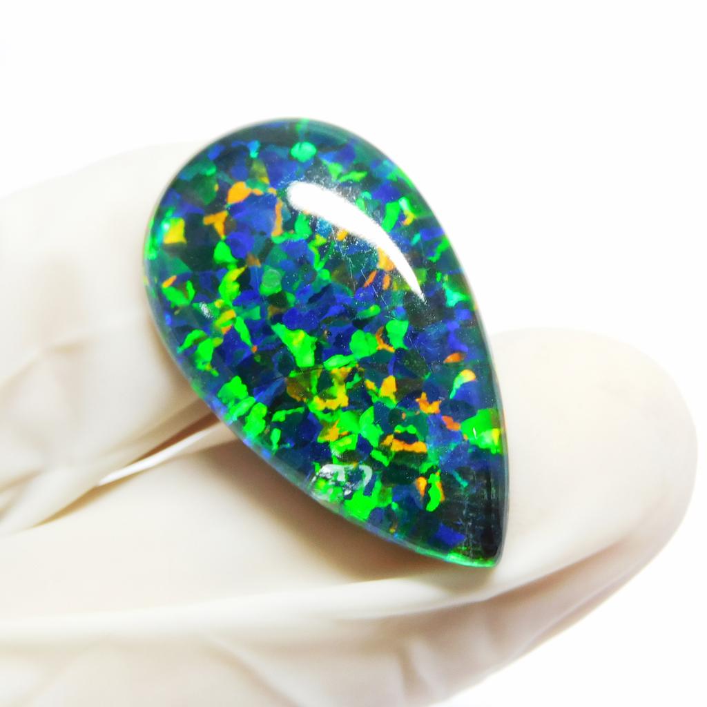 Lab-Created Opal Loose Gemstone Doublet Pear Cut 17.45 ct Multi Color for Jewelry Making and Crafts
