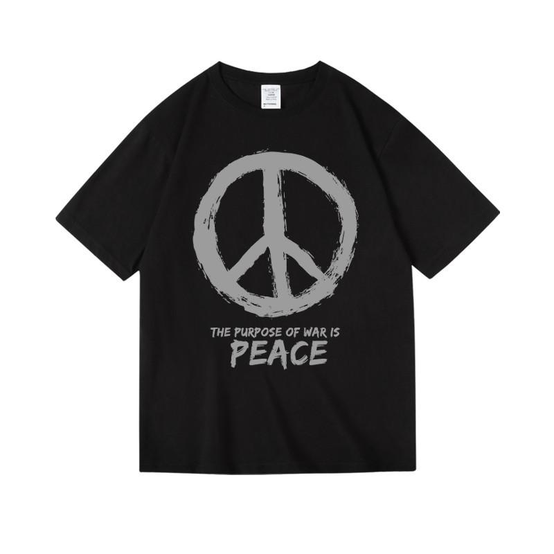 

Americanstyle Ins and Peace and Love Logo Surrounding Shortsleeved Trendy Brand Loose Tshirts for Men and Women Summer Wear 4XL