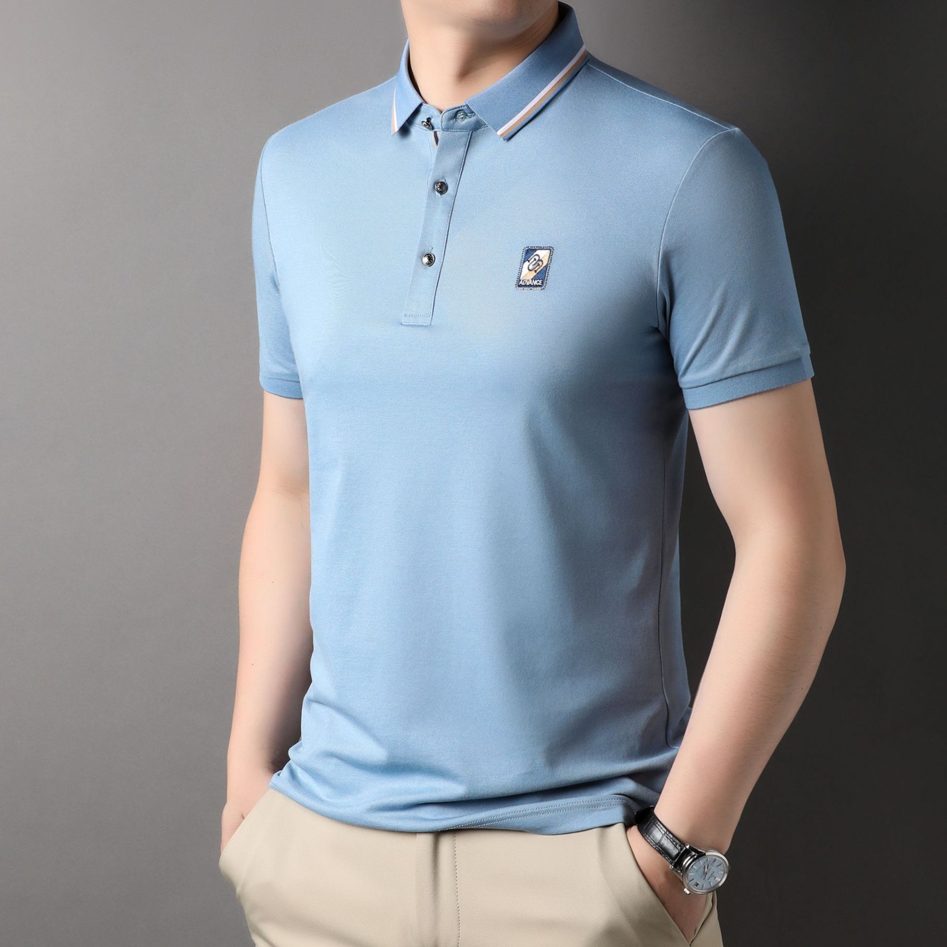 

Новая летняя футболка с короткими рукавами, мужская рубашка поло с лацканами и вышивкой, хлопковая футболка, повседневная футболка с половиной рукавов, топ XXXL