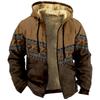 Men's Winter Print Jacket Men's Casual Trend Zipper Hooded Jacket