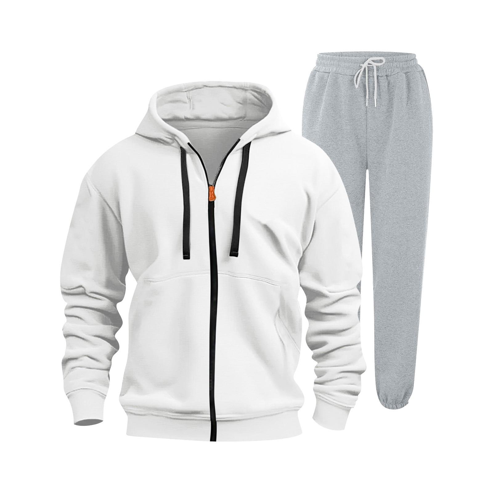 

Мужской однотонный спортивный костюм из 2 предметов, удобная толстовка с капюшоном, спортивные штаны для занятий йогой и йогой XL белый