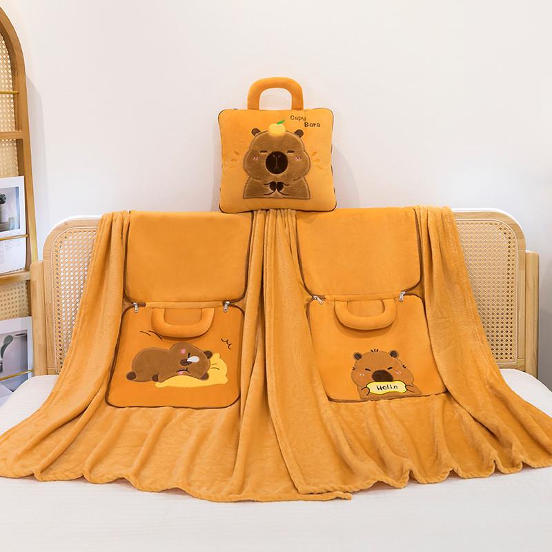 Capybara 2in1 Cartoon Quilt Office Nap Pillow Car Blanket Multifunctional