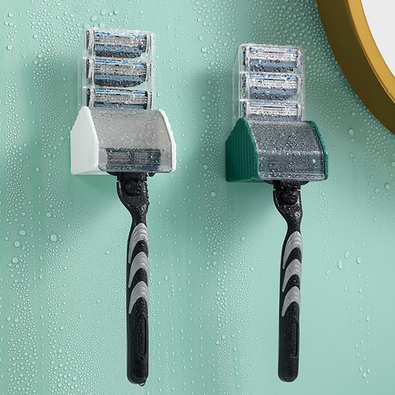 Herren Rasierer Halter Rasierer Halter Aufbewahrung Badezimmerzubehör Plastikfrei Stanzhaken Wand Saugfuß Bürsten Klingenhalter