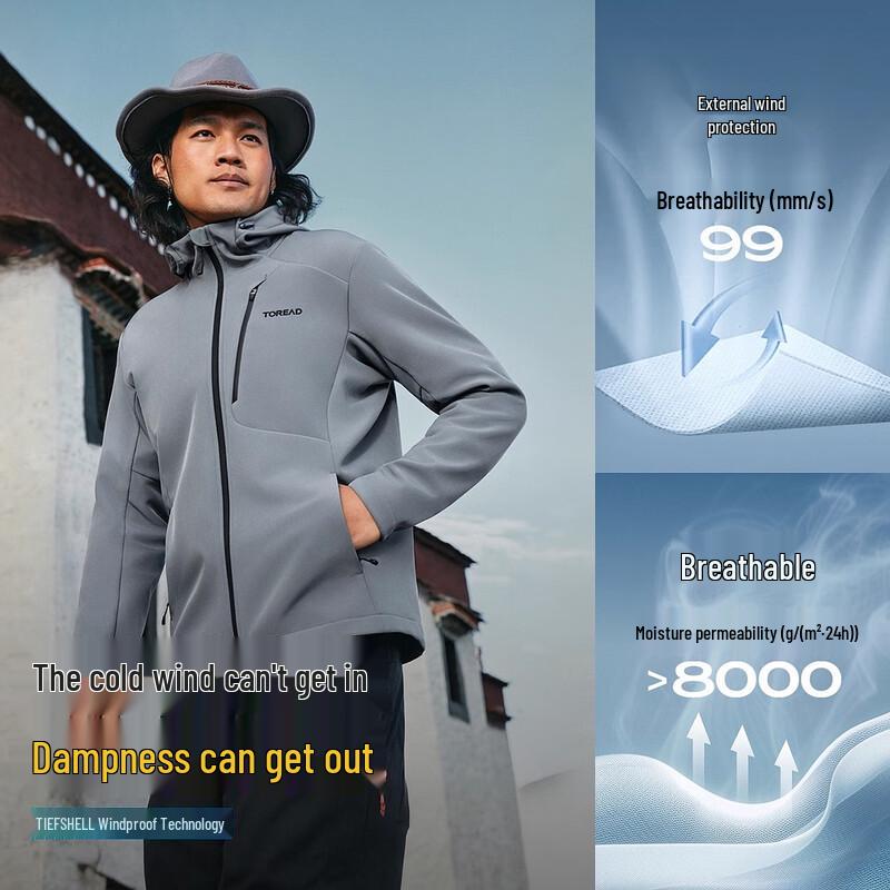 Toread Outdoor Windproof Fleece Lined Softshell Jacket L