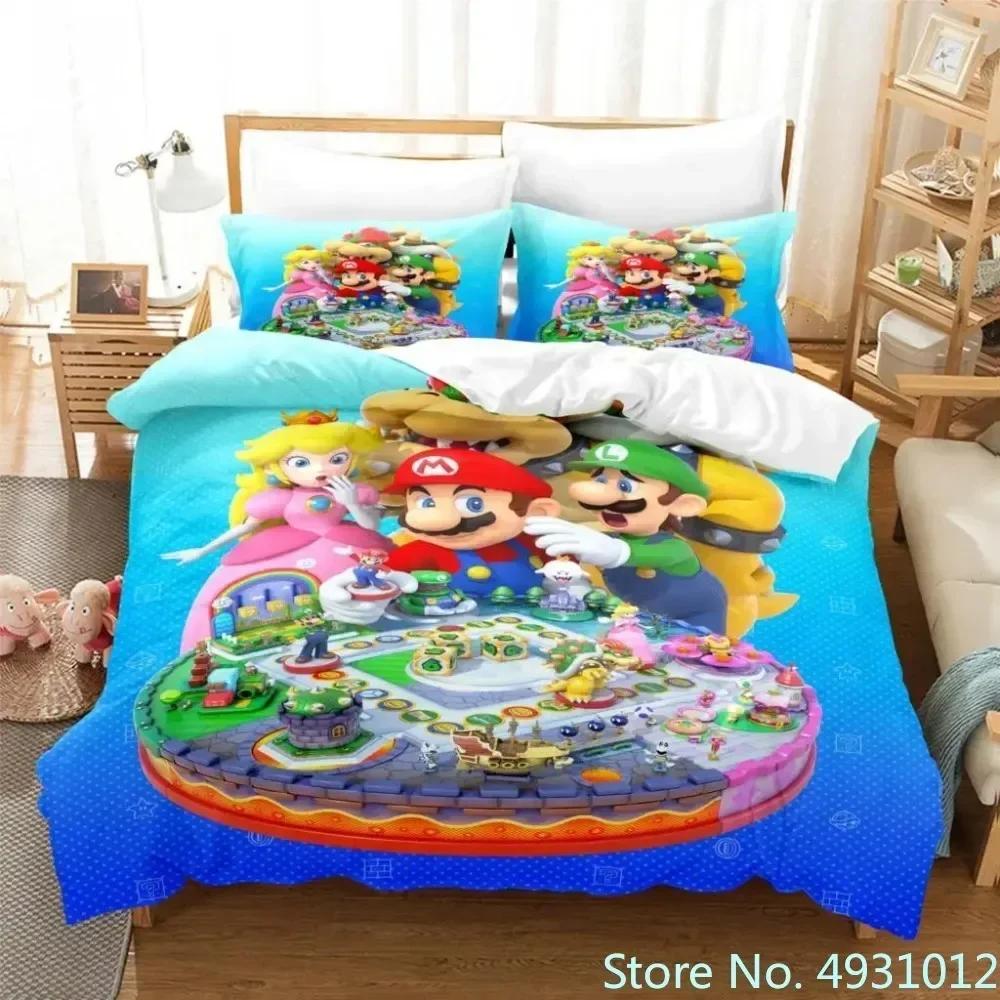 Pościel Super Mario Luigi Yoshi Toad Jumpman Anime 3D Poszewka na kołdrę Dla dziecka Dzieci Młodzież Dorosłych Tekstylia domowe Poszewka na kołdrę