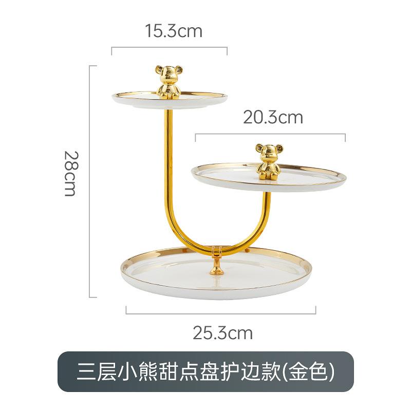 Three Layer Bear Fruit Plate Creative Candy Snack Dessert Plate Wedding Party Cake Display Rack Home Kitchen Ceramic Tableware