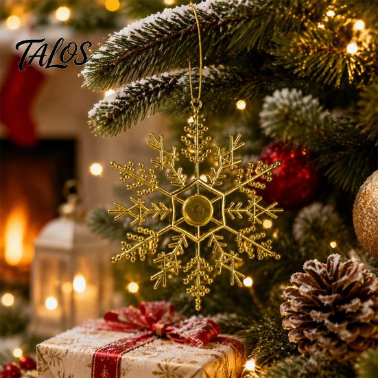 Christmas Ornaments for Porch Decorations 3Pcs Tree Snowflakes Ornaments, 10cm Glitter Hanging Plastic Snowflake Festive Atmosphere Winter Wonderland