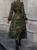 Autumn New European and American Popular Floral Long-sleeved Vacation Lazy Dress Women