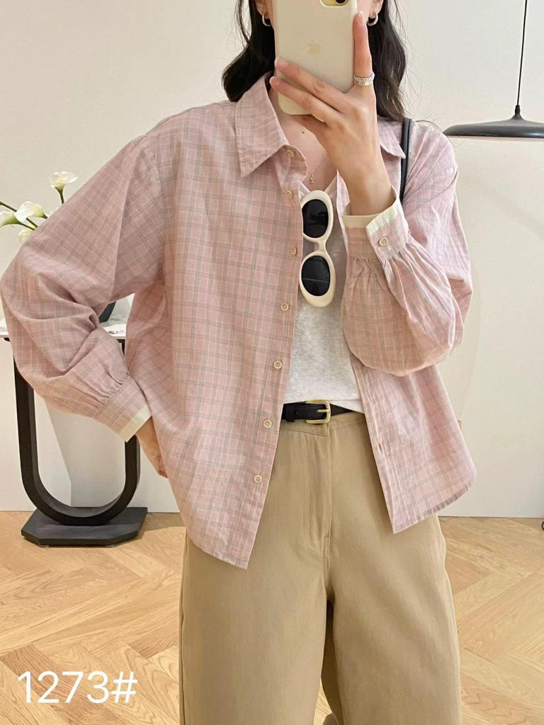 2026 Spring Women's Retro Plaid Long Sleeve Shirt - Fresh, Clean, Casual Japanese Jacket Style