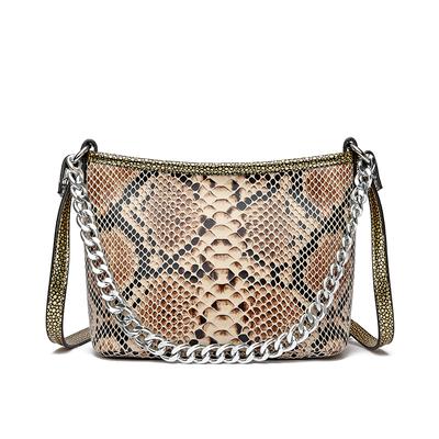 Borse a spalla piccole con motivo serpente sfumato 2025 Nuova moda Borsa a secchiello a catena Street Borsa da donna in pelle PU
