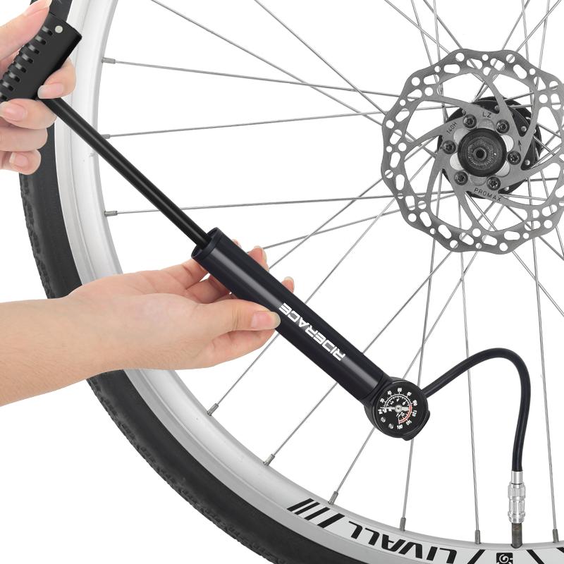 MTB Road Bike Inflator With Gauge Portable Aluminum Alloy Hand Tire Air Inflator Bicycle Pump For AV FV Presta Schrader Valve