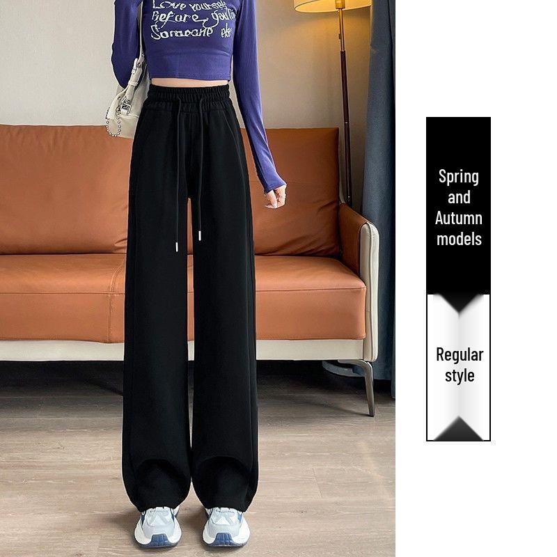 

Autumn Style Wide-Leg Plus Size Sweatpants for Women Black Spring/Autumn