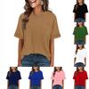 Women Casual Loose Fit Crew Neck Short Sleeve T Shirt with Pocket Comfortable Relaxed Style Lightweight Top for Daily Wear