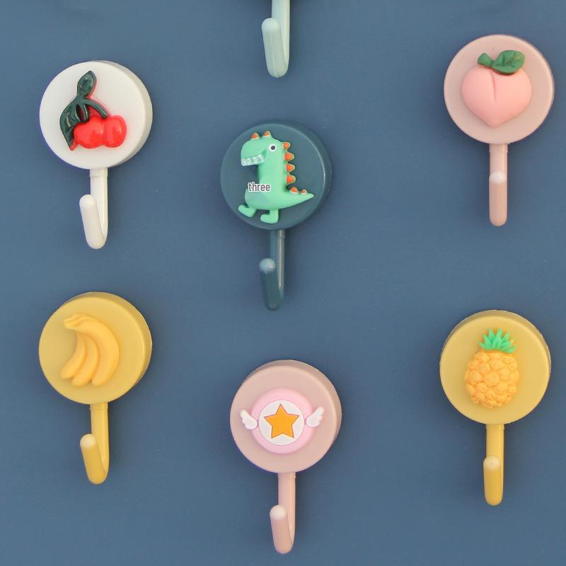 Cute Nordic Style Cartoon Hooks - No-Marke Adhesive, Ideal for Student Dorms