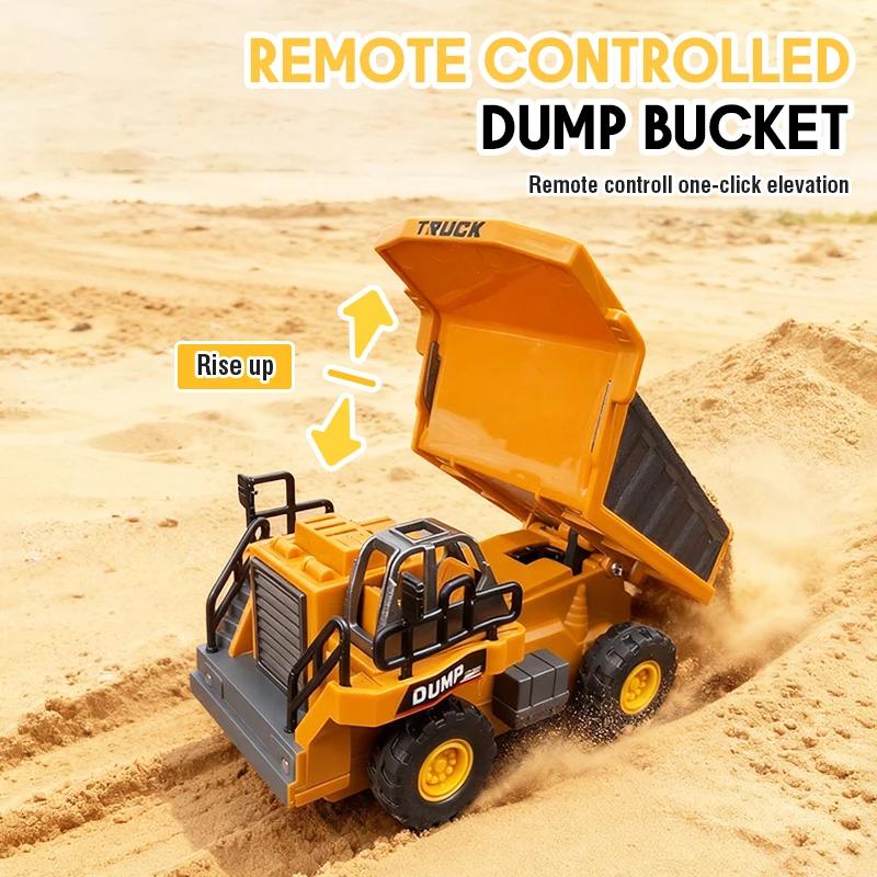 Desktop 1/64 Remote-Controlled Mini Alloy Dump Truck 4Wd Alloy Engineering Vehicle Toy Model Toys For Boys Children Adult Gifts