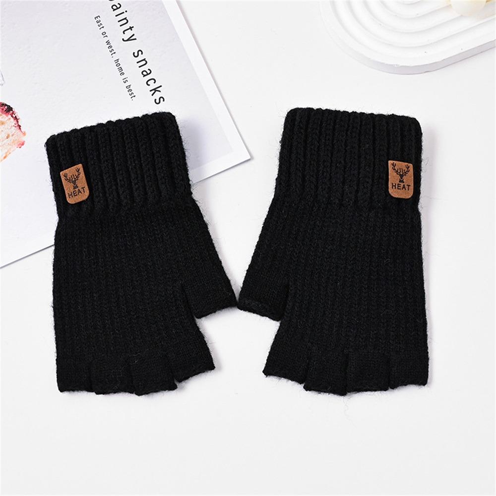 Thicken Warm Gloves Elastic Half Finger Gloves Fashion Knitted Mittens for Working