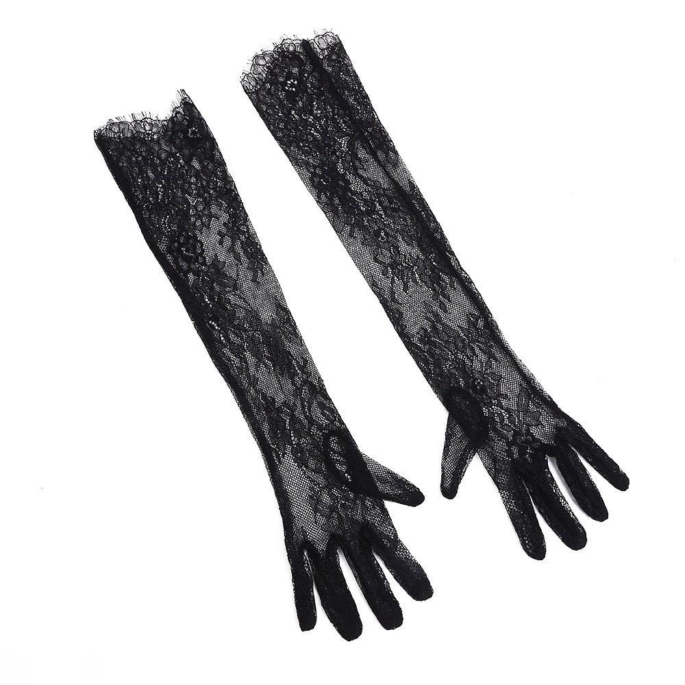 

1 Pair Transparent Bridal Gloves Long Length Opera Gloves Lady Elegant Wedding Gloves Night Club чёрный