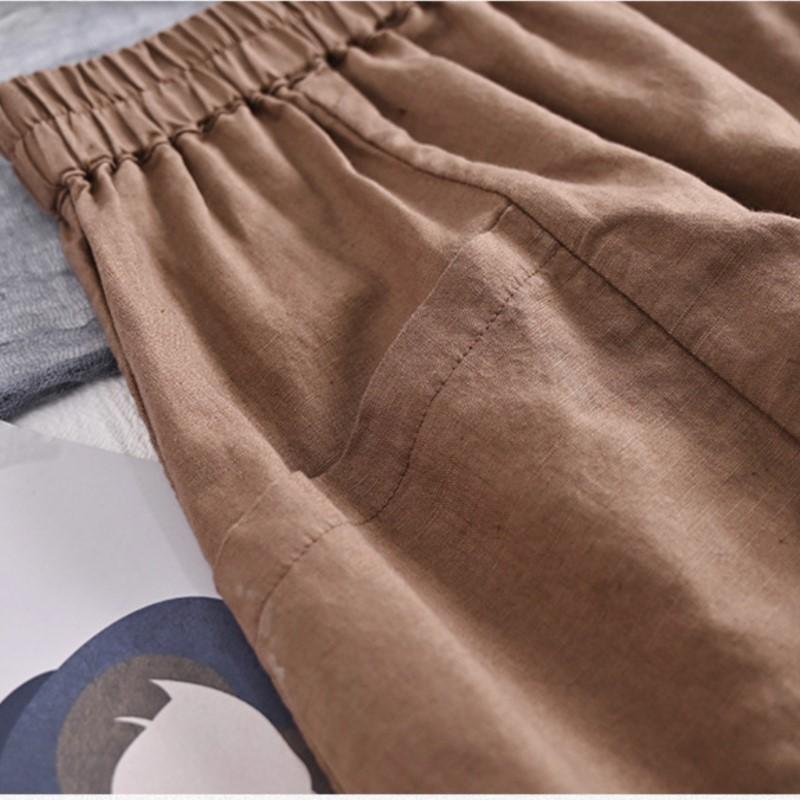 Johnature Fuste vintage pentru femei, cu linie A, culoare uni, talie elastică, mozaic, buzunare, fuste casual de primăvară pentru femei