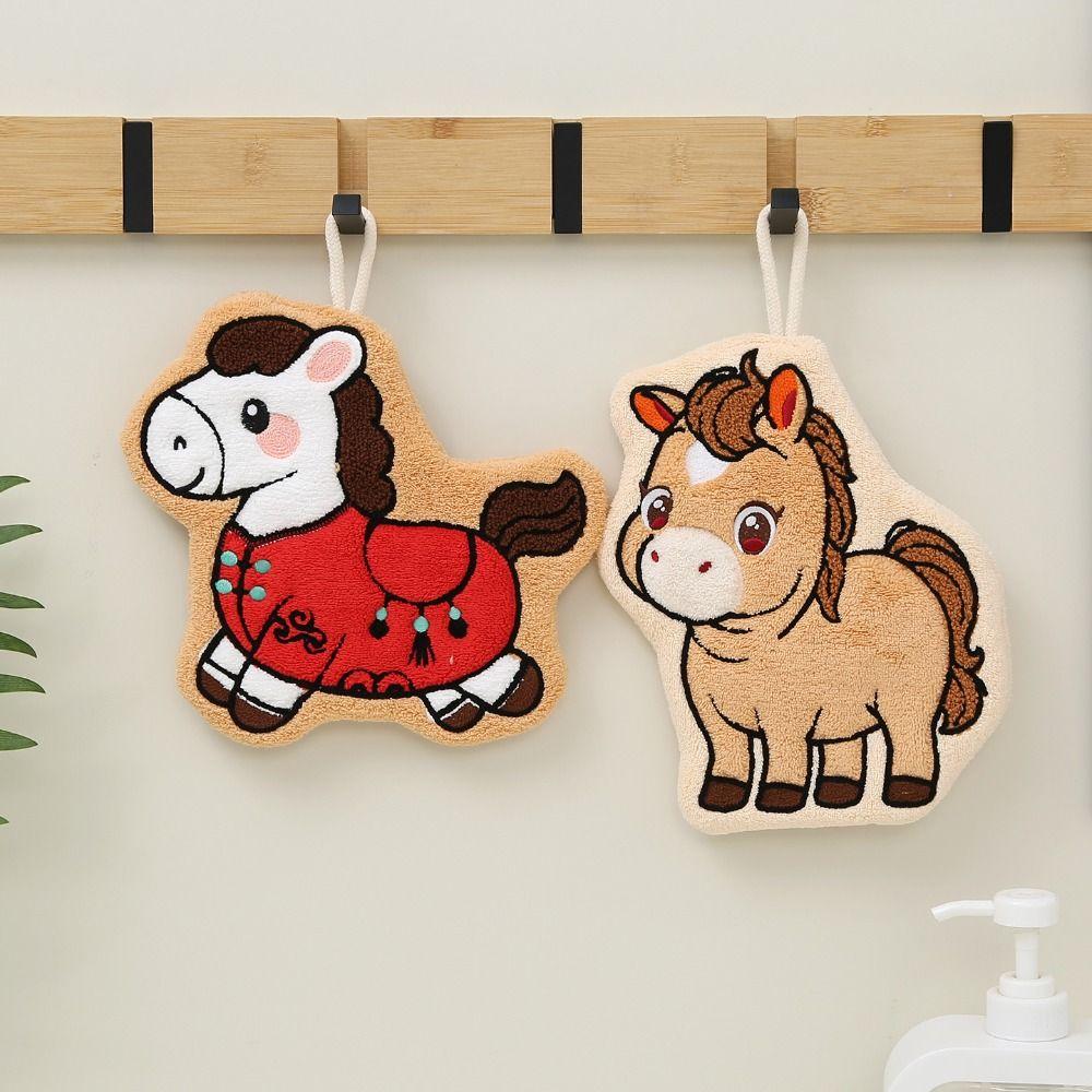 Lucky Horse Hand Towel Soft Thick Strong Water Absorption Absorbent Towels Thickened Hanging Style Quick Drying Handkerchief
