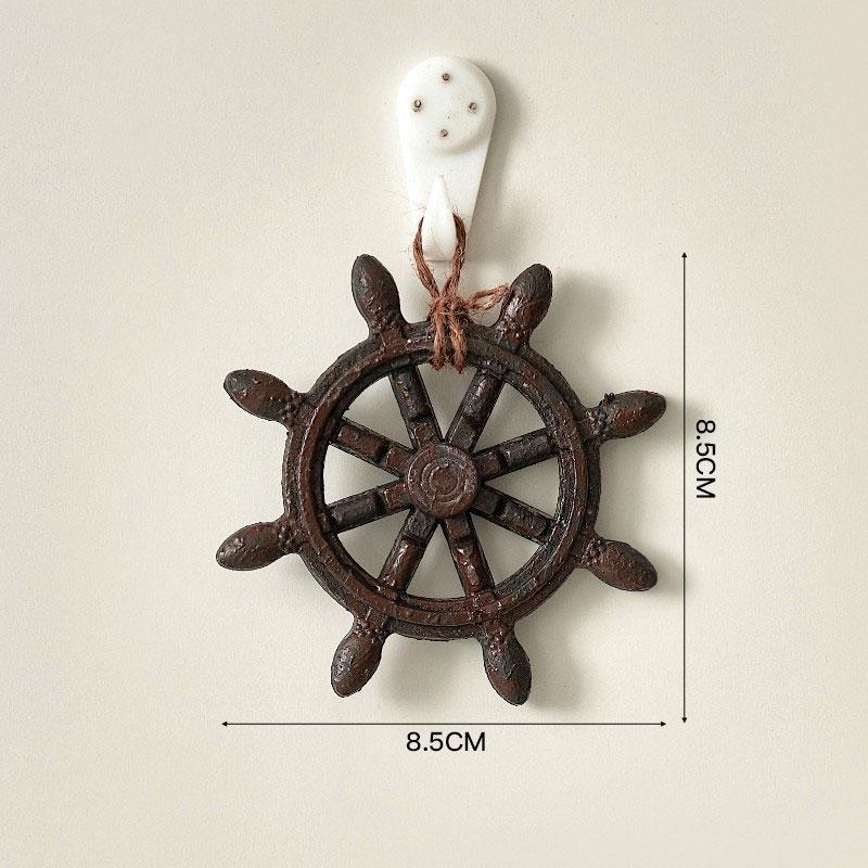 

Mediterranean Style Small Boat Steering Wheel Wall Hanging Home Decor Bar Background Wall Artistic Home Decor Accessories
