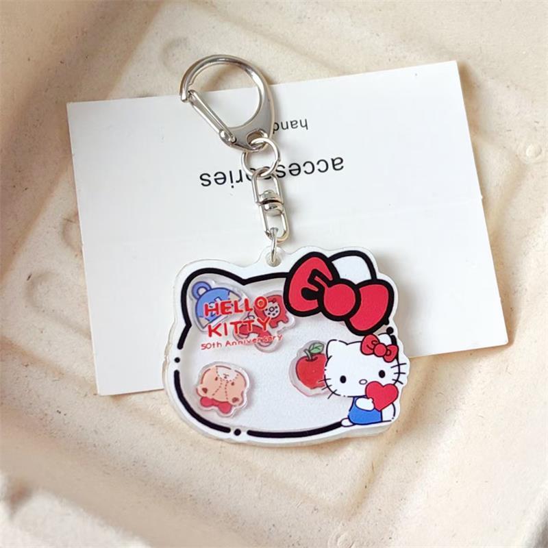 Cartoon Cute Hello Kitty Shaking It Keychain Pendant Girly Sweet Bag Hanging Ornaments Couple Backpack Acrylic Accessories Gifts
