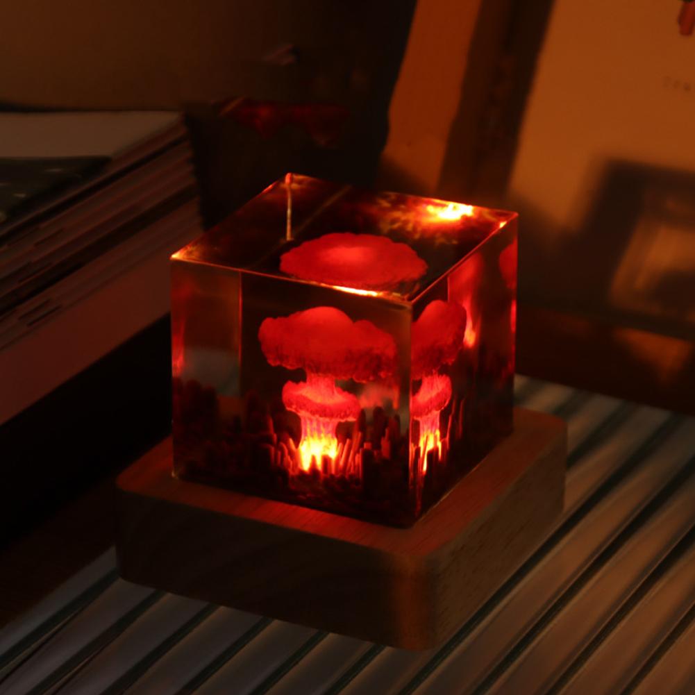 Nuclear Explosion Mushroom Cloud Lamp Resin Nuclear Explosion 3D Night Light USB Charging Creative Gifts for Kids
