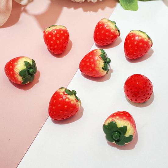 Artificial Mini Strawberry Resin Figurine Simulation Tiny Strawberry Statues Lifelike Faux Fruits Bulk for DIY Crafts Cake Topper Home Office Desktop