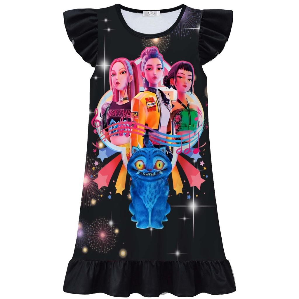 Kinder Mädchen POP Rumi Zoey Mira Bedrucktes Rüschenärmel Freizeitkleid