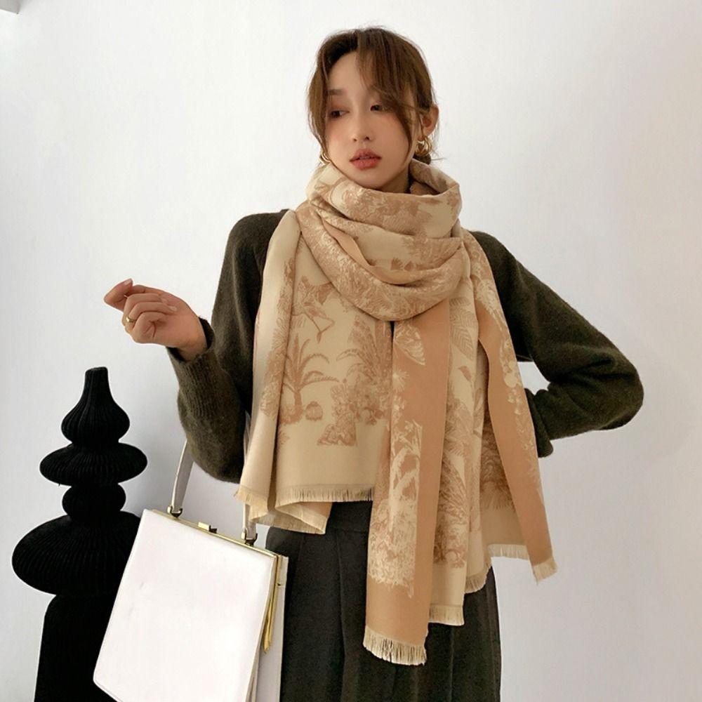 Printing Imitation Cashmere Shawl Large Winter Tassel Scarves Ethnic Style Scarf  Women/Girl