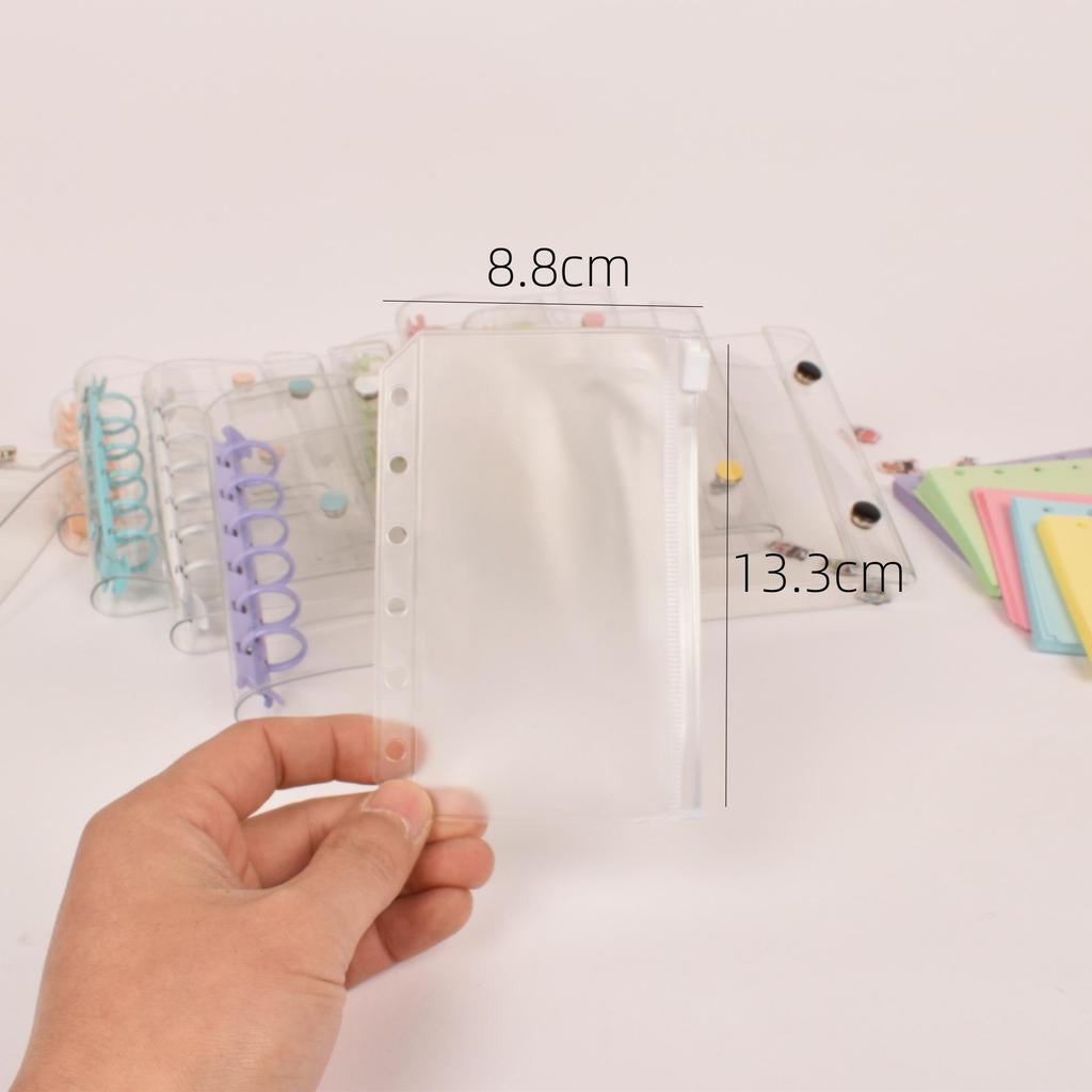 A7 Transparent Double-Ring PVC Ledger with Colored Shell Casing