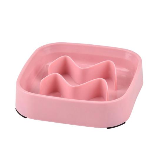 

Миска для медленного кормления, защита от удушья, глубокая тарелка для корма для домашних животных, квадратная миска для медленного кормления домашних животных розовый