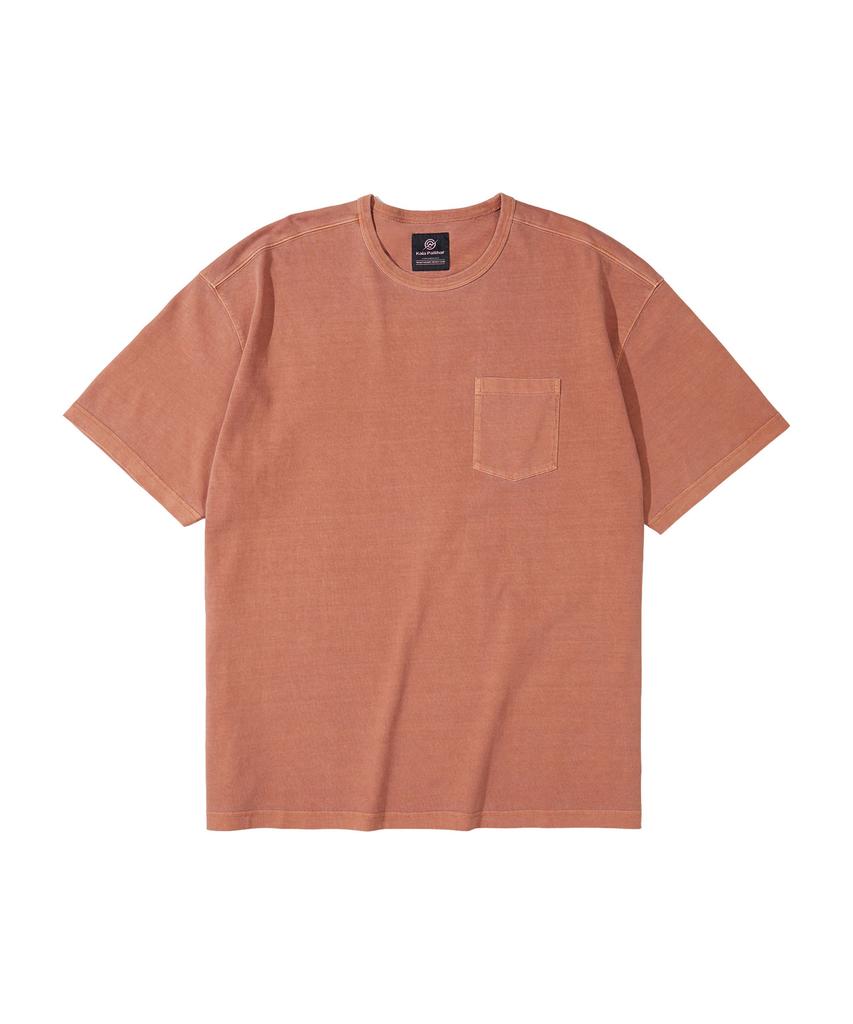 Kallapataleu Vintage Cow Graphic Short-Sleeved Pocket T-Shirt - Orange