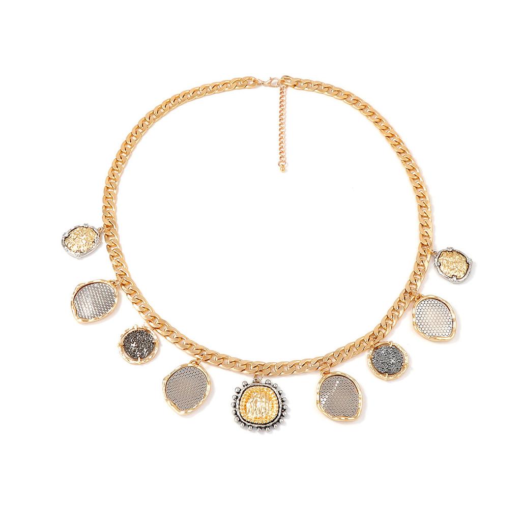 Necklace Light Luxury Premium Casual Cold Wind Alloy Geometric Badge Coin Pendant Chain Necklace Female