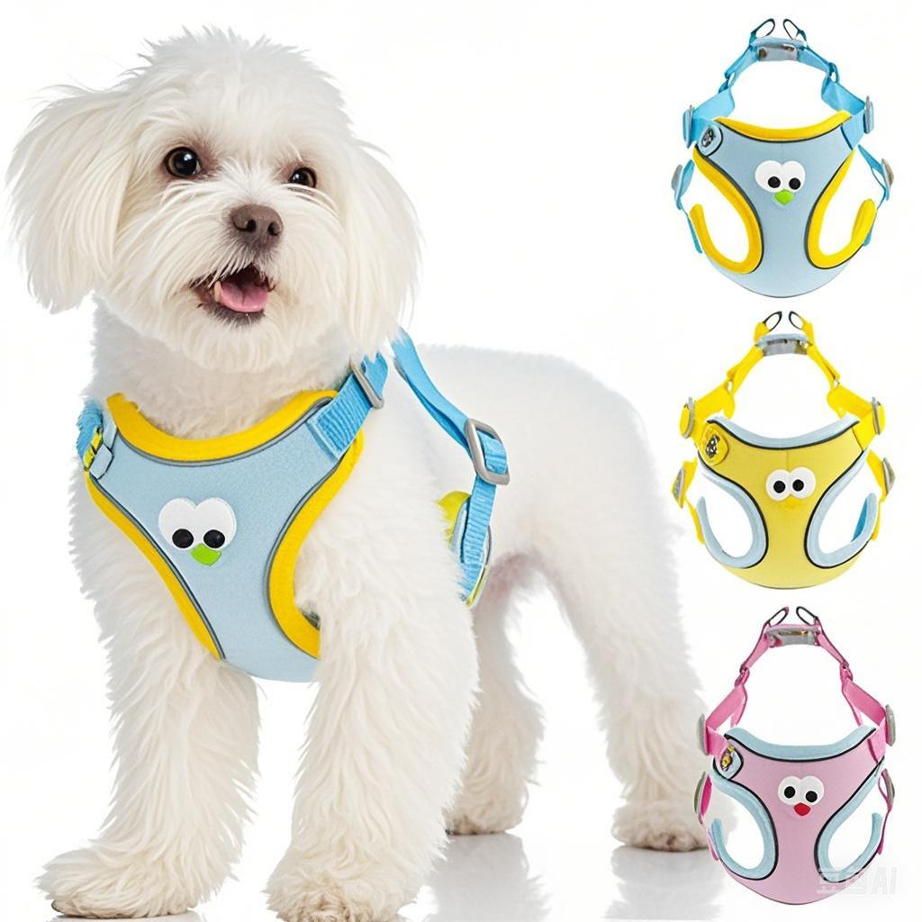 Escape Proof Pet Vest Leash Cartoon 3D Accessories Chest Back Rope for Teddy Dog Outdoor Walking Gear
