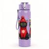 1PC Three Cat Winter Scarf Art 750ml Color Plastic Sports Water Bottle Leakproof Flip Straw Lid Suitable for Sports Office Home Use