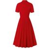 50S Swing Dresses Lapel Collar Short Sleeves Row of Buttons Work Business Office Lady Midi Dress Women's Casual Outfit