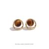 Hollow Tiger's Eye Clip-On Earrings: Retro, Elegant Design for Non-Pierced Ears