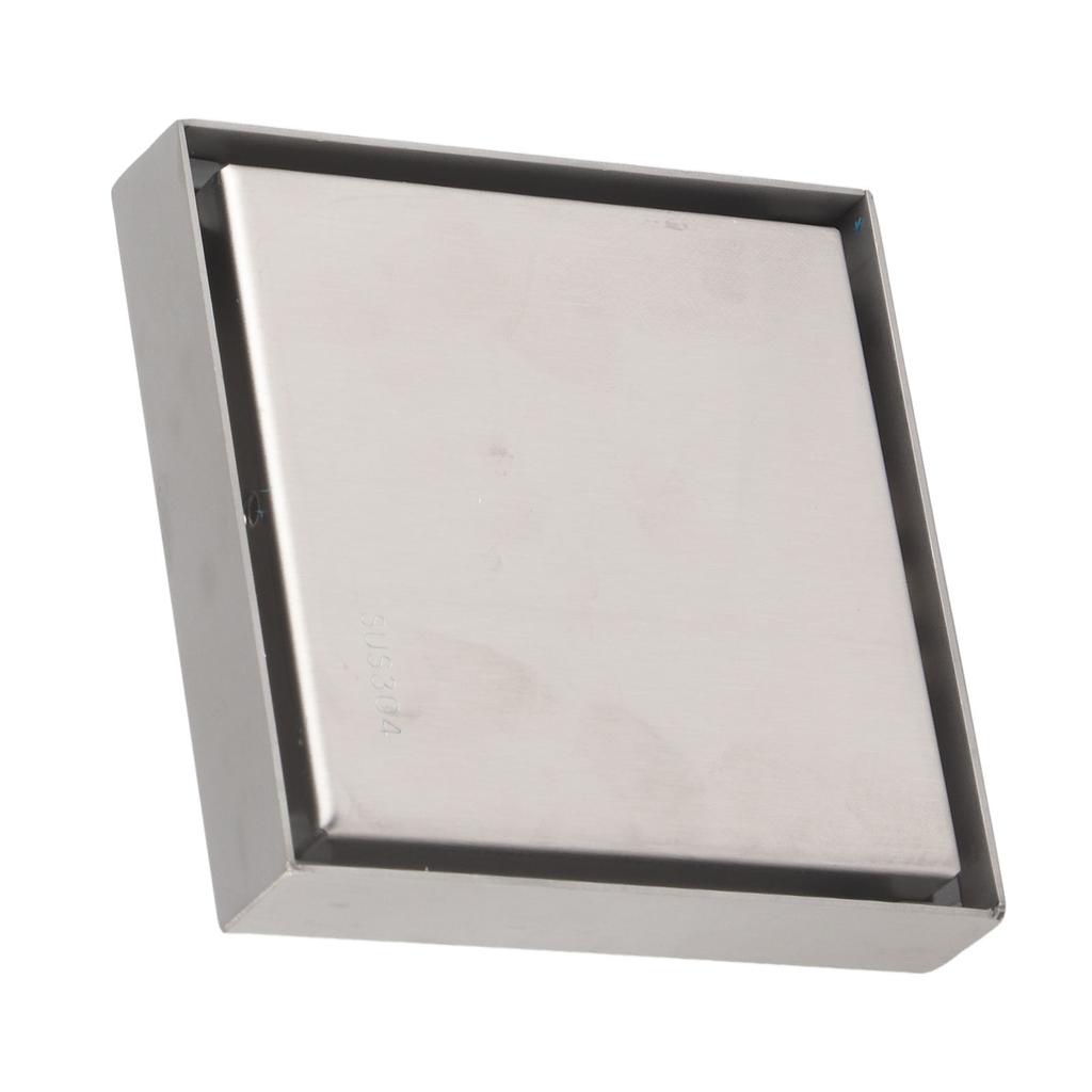 4 Inch Square Invisible Shower Drain Stainless Steel Anti Odor Bathroom Floor Drain 1.3mm Tileable
