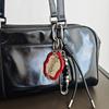 Stylish Leather Cord Keychain Makeup Mirror Portable Travel Essential Stylish Cosmetic Accessory Gift Metal Key Holder