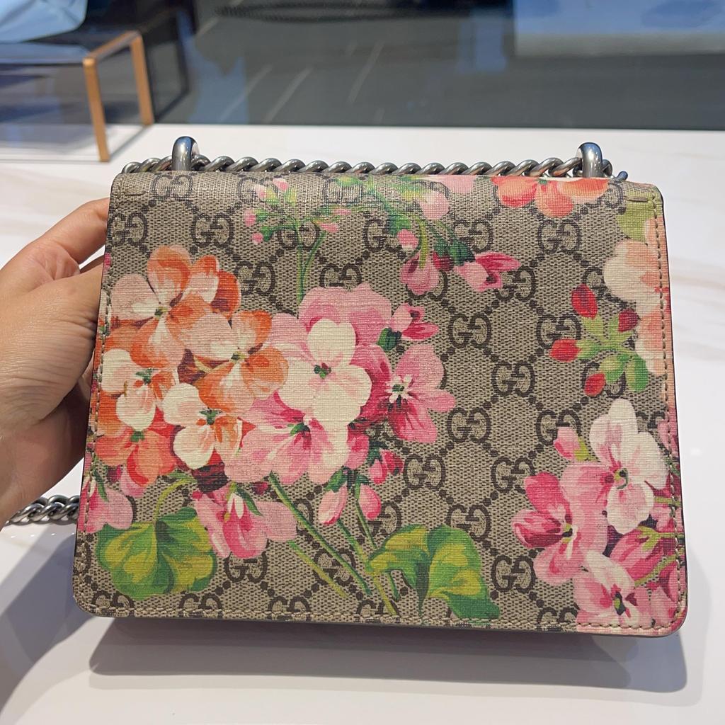 [Pre-Owned] Dionysus GG Blooms Tiger Head Buckle Logo Camellia Print Chain Canvas And Leather Crossbody Bag - Good #1VN2J6V