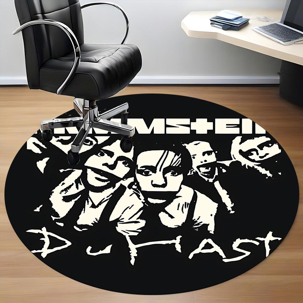 1 Stück Rammstein Musik Büro Runder Teppich, Indoor-Matte Geeignet für Büro, Unter Bürostühlen Schlafzimmer Wohnzimmer Heimdekoration, Raumdeko