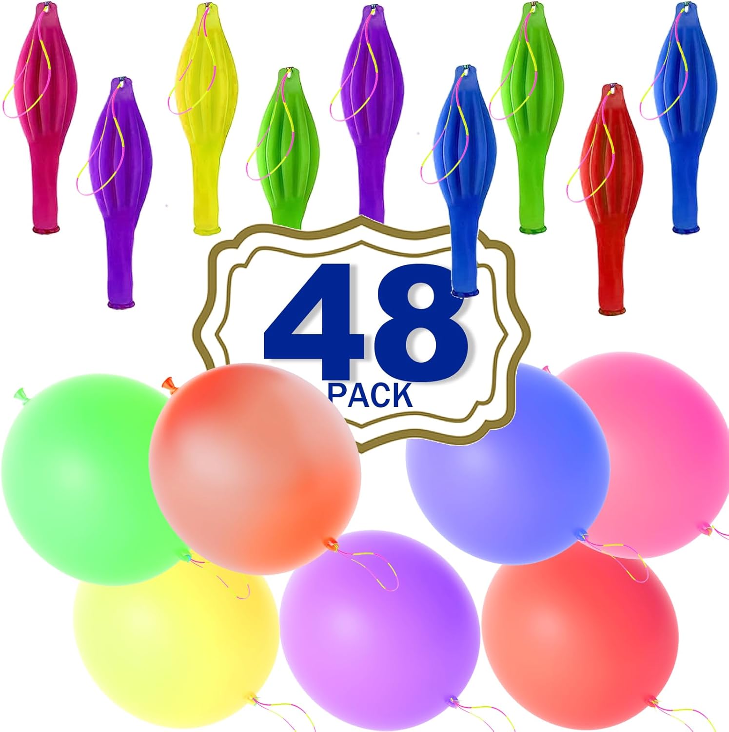 

100Pcs Punch Balloons with Elastic Bnad Shake Clap Fitness Balloon Kids Toys Thicken Fun Balls Birthday Party Decoration 12INCH