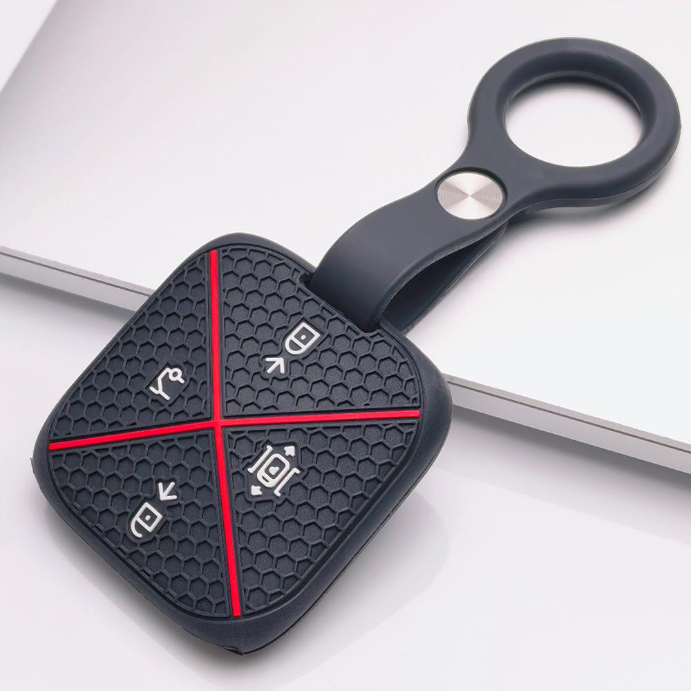 Soft Silicone Remote Key Case for Zeekr Zeekr 001 Zeekr 009 Zeekr X Zeekr 007 with Keychain Honeycomb Texture Shockproof Car Remote Key Sleeve